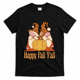 Happy Fall Y'all Gnome Cute Pumpkin T-Shirt - Black