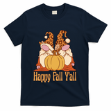 Happy Fall Y'all Gnome Cute Pumpkin T-Shirt - Navy