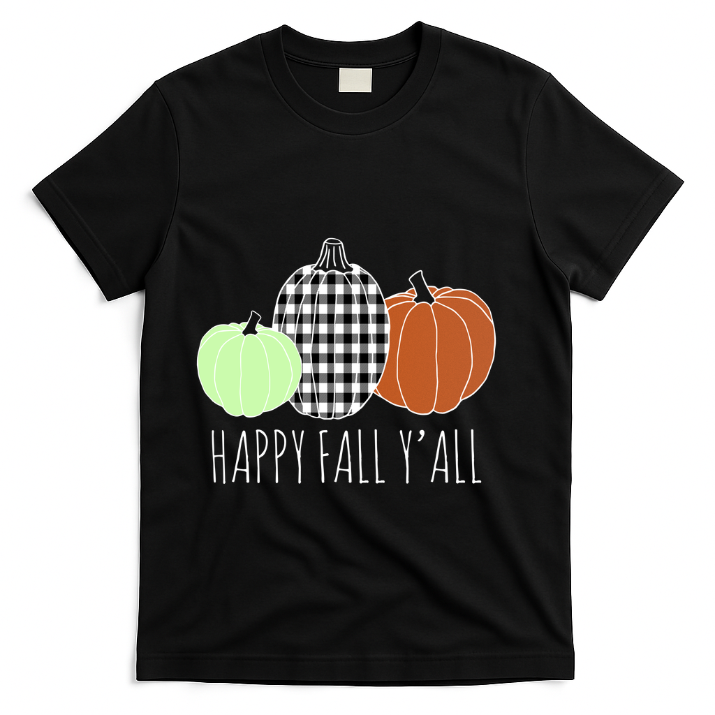 Happy Fall Yall Pumpkin T-Shirt - Black