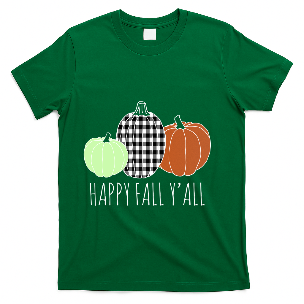 Happy Fall Yall Pumpkin T-Shirt - Green