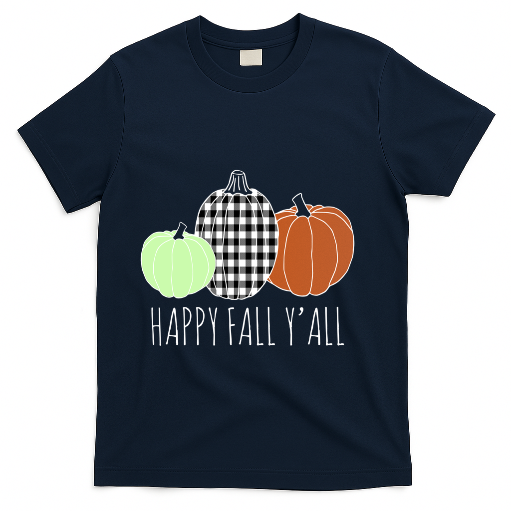 Happy Fall Yall Pumpkin T-Shirt - Navy
