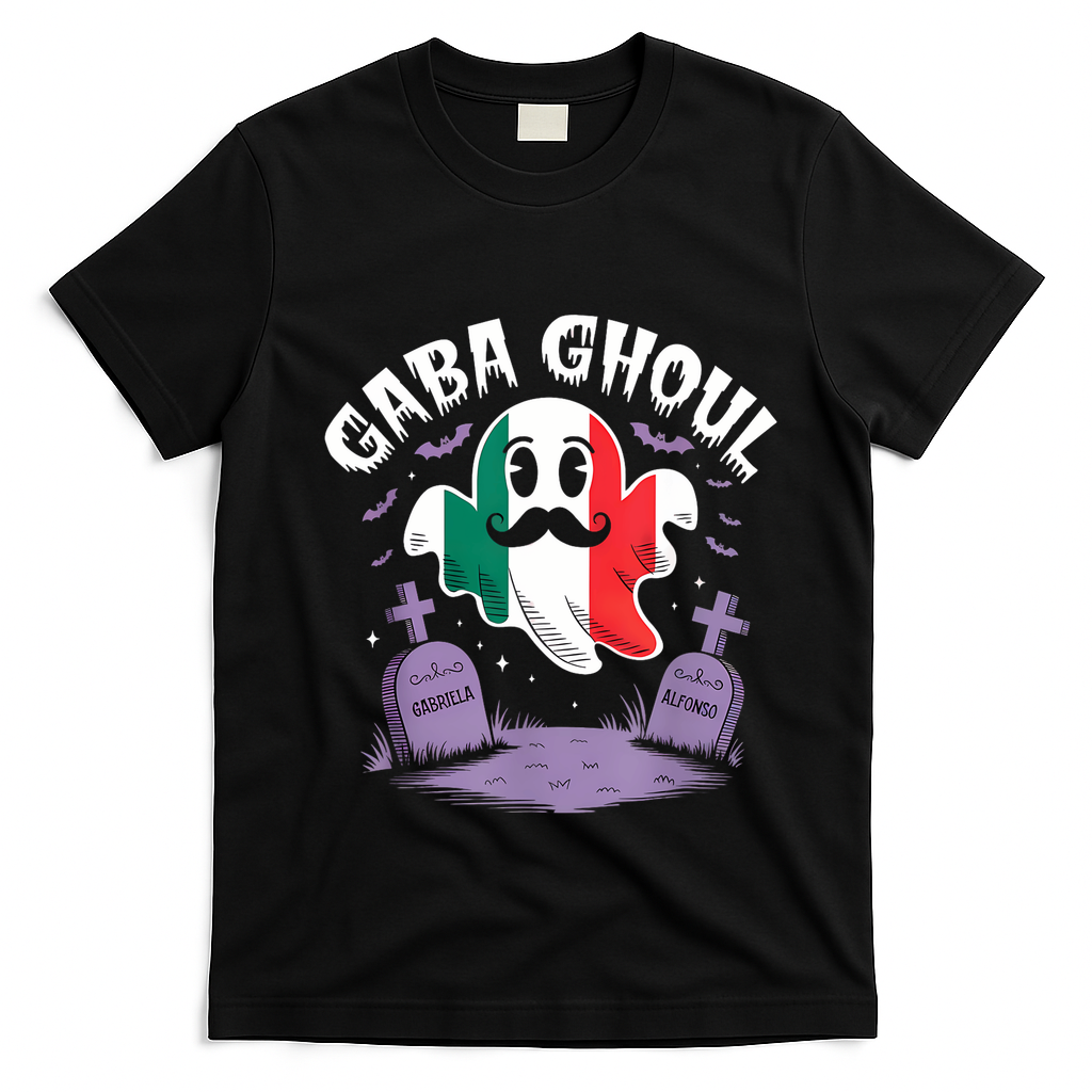 Halloween Graveyard Gaba Ghoul Ghost Funny Italian Gabagool T-Shirt - Black