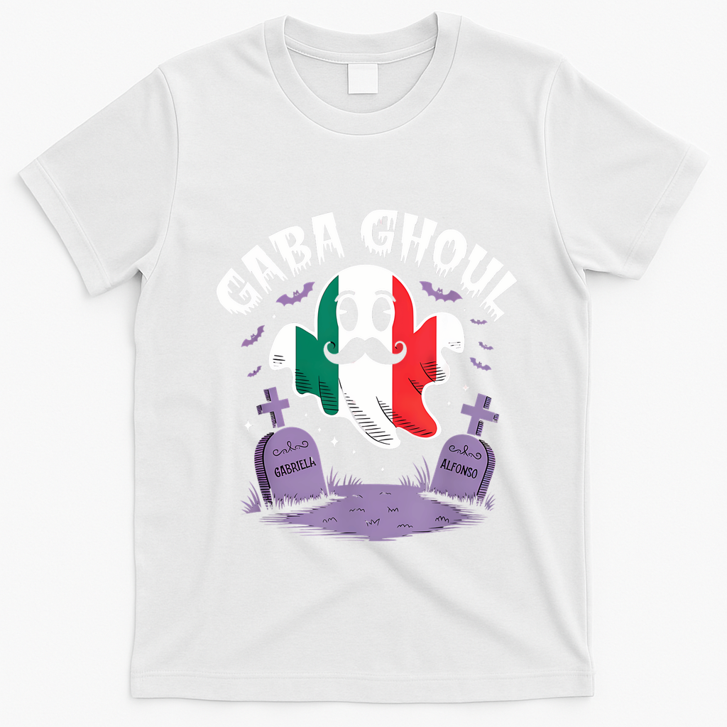 Halloween Graveyard Gaba Ghoul Ghost Funny Italian Gabagool T-Shirt - White