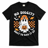 Halloween Ghost No Diggity Bout To Bag It Up T-Shirt - Black