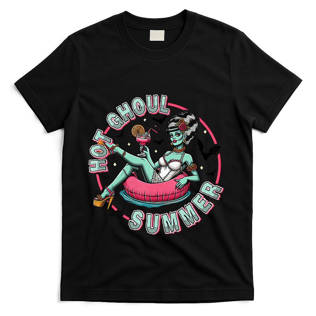 Hot Ghoul Summer Outfits Funny Beach Summer Haloween Women T-Shirt - Black