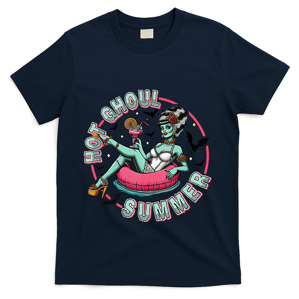 Hot Ghoul Summer Outfits Funny Beach Summer Haloween Women T-Shirt - Navy