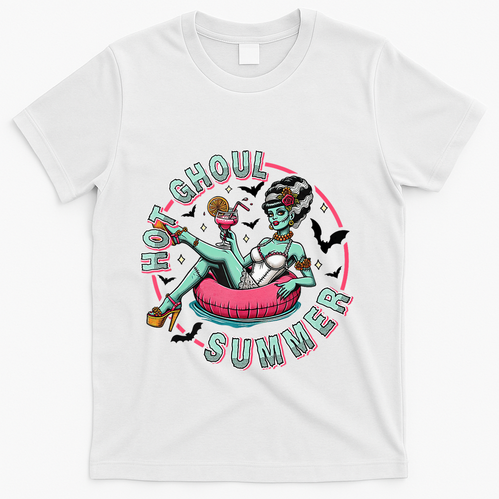 Hot Ghoul Summer Outfits Funny Beach Summer Haloween Women T-Shirt - White