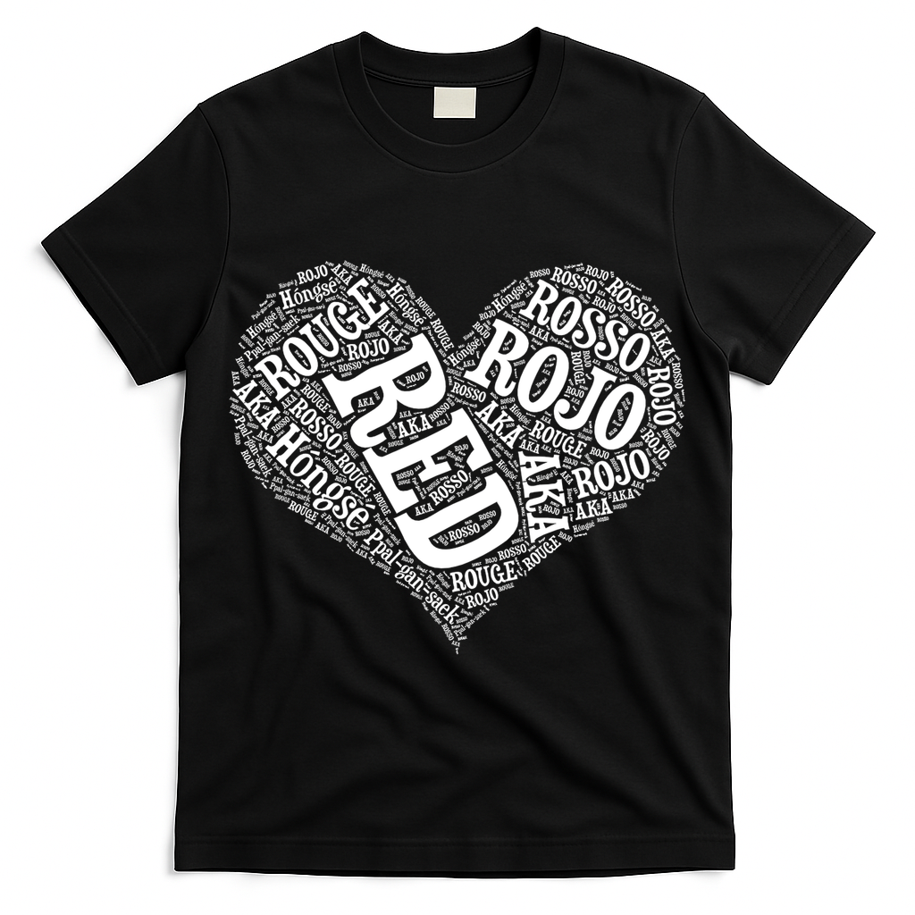 Heart Health Awareness Red In Different Languages  T-Shirt
