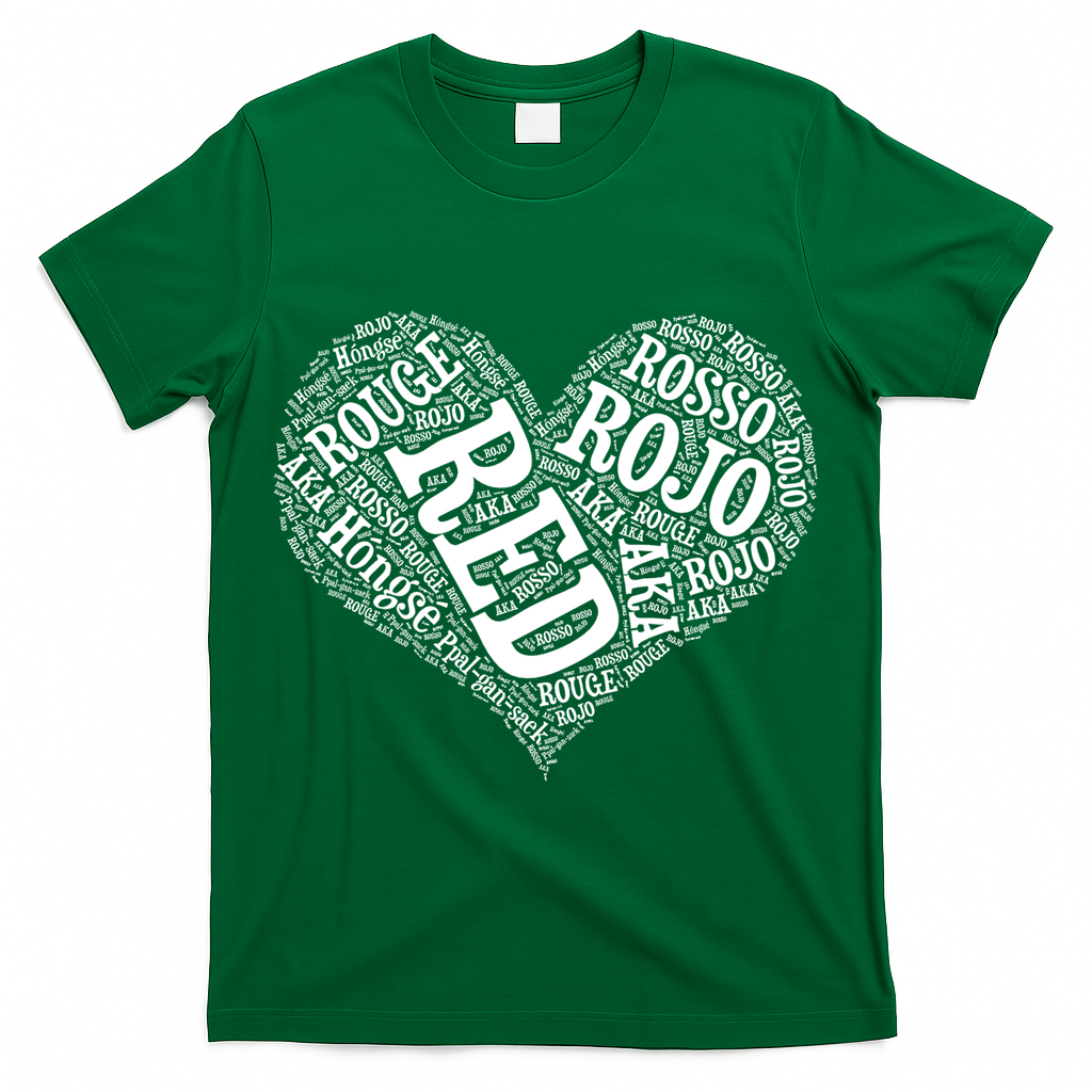 Heart Health Awareness Red In Different Languages  T-Shirt
