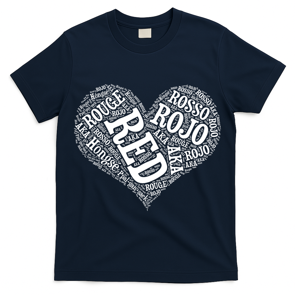 Heart Health Awareness Red In Different Languages  T-Shirt