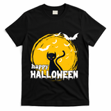 Happy Halloween Black Cat Spooky T-Shirt - Black
