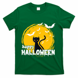 Happy Halloween Black Cat Spooky T-Shirt - Green