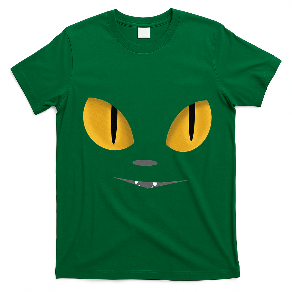 Happy Halloween Cat Eyes Spooky Scary Cat Face T-Shirt - Irish Green