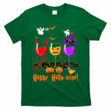 Happy Hallowine Drinking Scary Ghost Boo Pumpkin Halloween T-Shirt - Irish Green