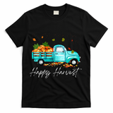 Happy Harvest Fall Season Pumpkin Truck Thanksgiving Vintage T-Shirt - Black