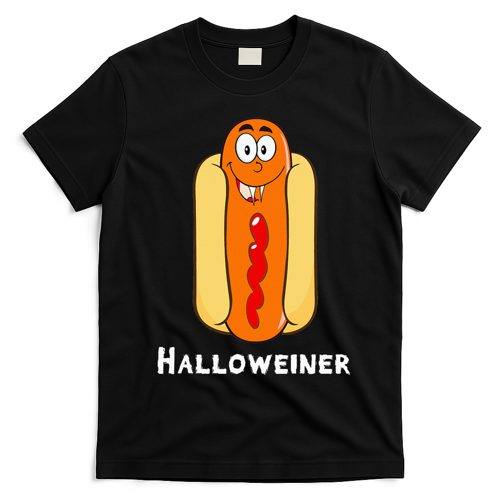 Hilarious Halloween Hot Dog Costume Party Outfit T-Shirt - Black