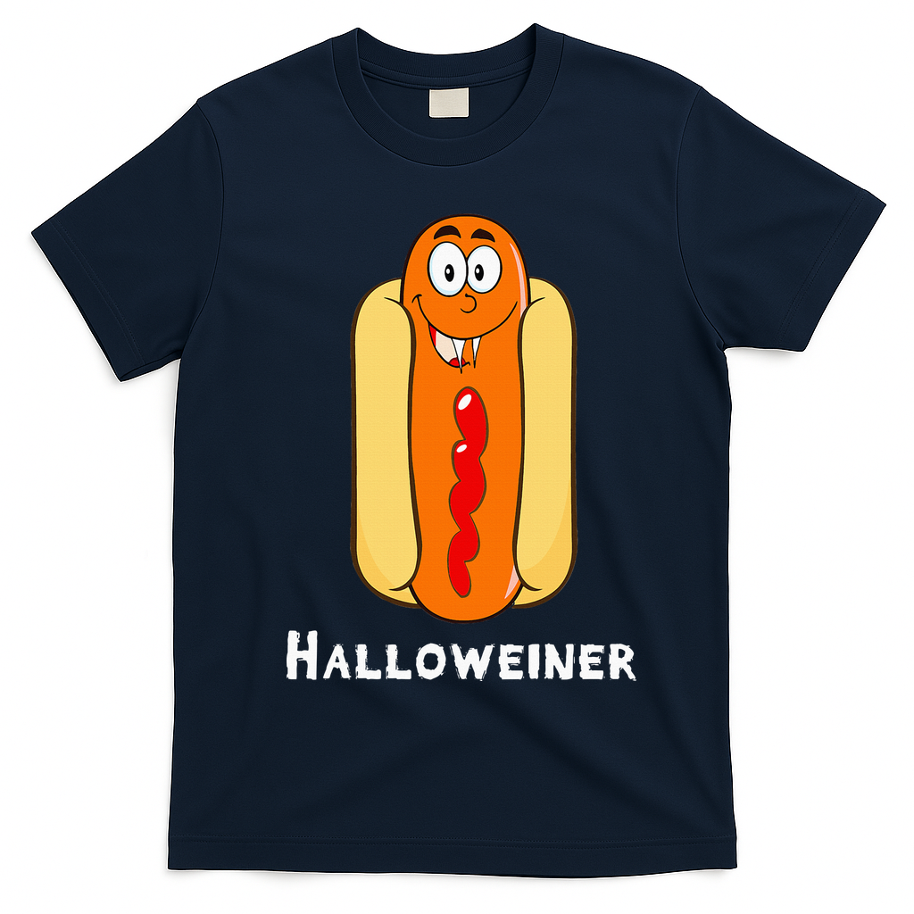 Hilarious Halloween Hot Dog Costume Party Outfit T-Shirt - Navy Blue