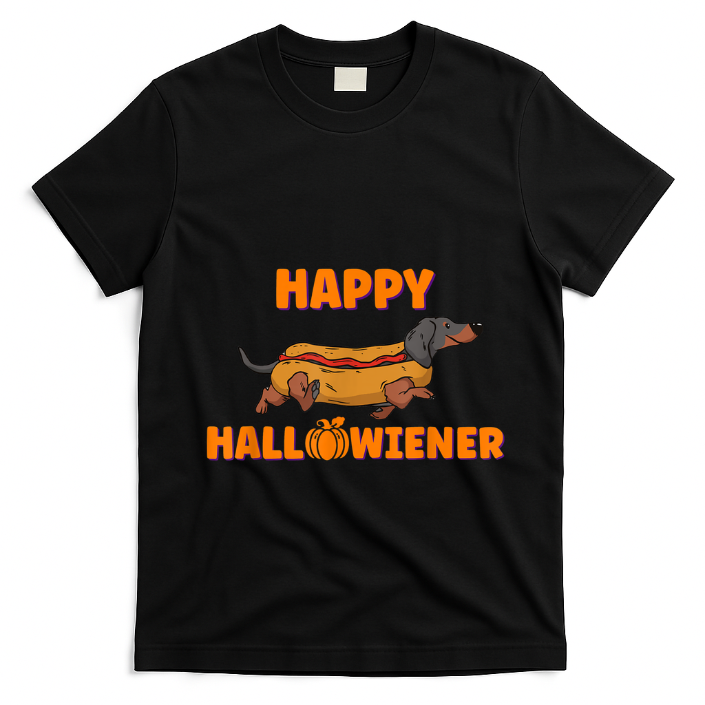 Happy Hallowiener Halloween Dachshund Dog T-Shirt - Black