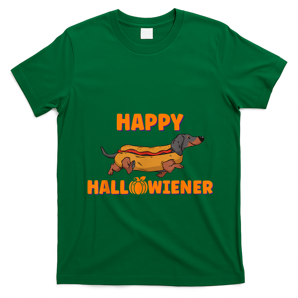 Happy Hallowiener Halloween Dachshund Dog T-Shirt - Irish Green