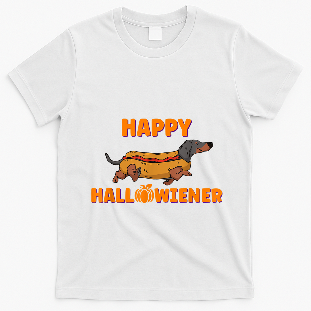 Happy Hallowiener Halloween Dachshund Dog T-Shirt - White