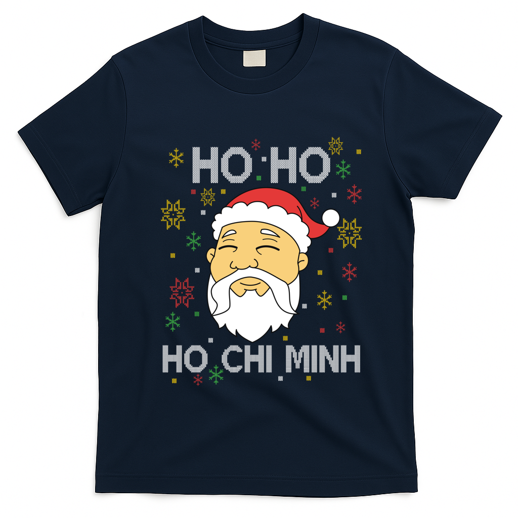 Ho Ho Ho Chi Minh Asian Vietnamese Santa Claus Christmas Gift T-Shirt - Navy Blue