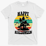 Happy Halloween Hunted House Vintage T-Shirt - White