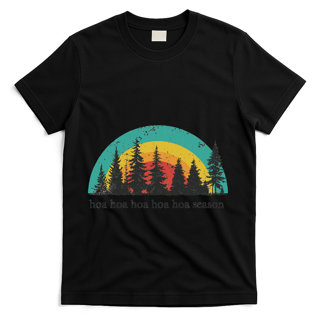 Hoa Hoa Hoa Hoa Hoa Cozy Season Twilight Lover Pine Forest T-Shirt - Black