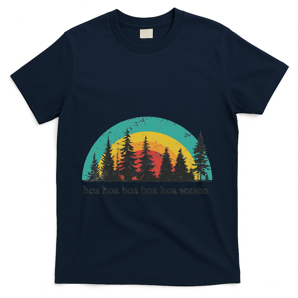Hoa Hoa Hoa Hoa Hoa Cozy Season Twilight Lover Pine Forest T-Shirt - Navy