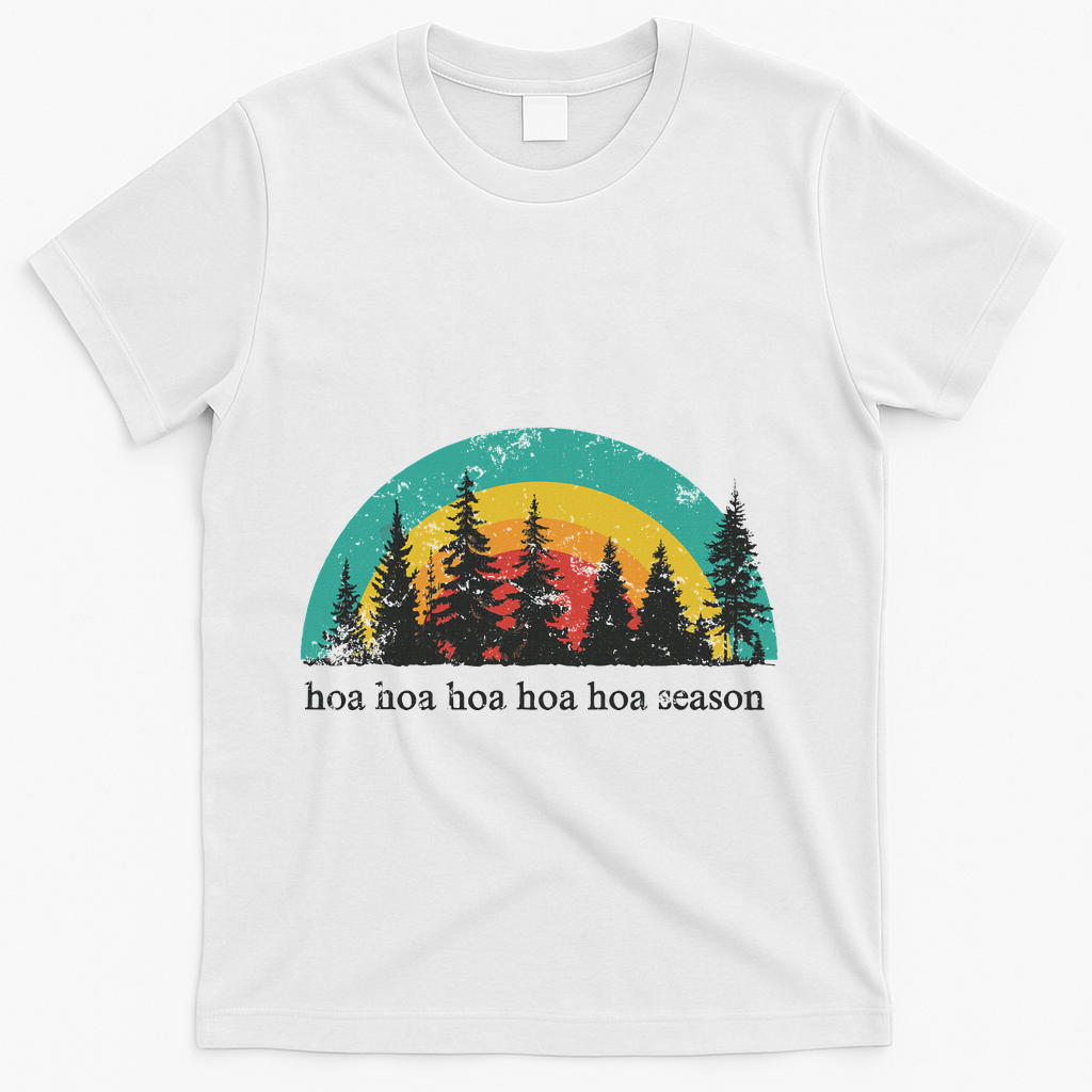 Hoa Hoa Hoa Hoa Hoa Cozy Season Twilight Lover Pine Forest T-Shirt - White