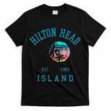 Hilton Head Island South Carolina Beach Palm Trees Summer T-Shirt - Black