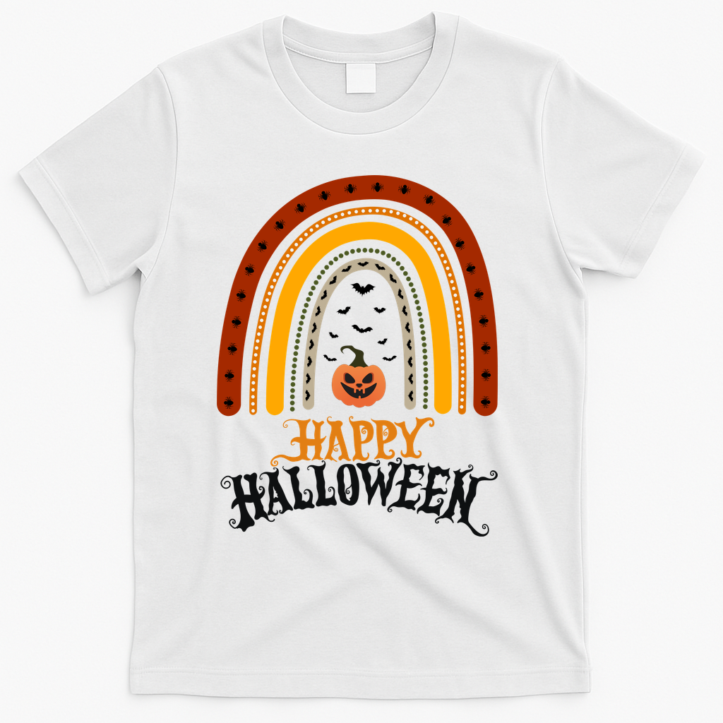 Happy Halloween Rainbow Pumpkin T-Shirt - White