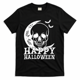 Happy Halloween Skull Moon Spooky T-Shirt - Black