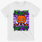 Halloween Hockey Time With Spooky Pumpkin And Hockey Sticks T-Shirt - White