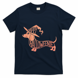 Happy Halloweenie Weiner Dog Cute Dachshund Witch Hat T-Shirt - Navy Blue