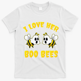Halloween I Love Her Boo Bees Funny T-Shirt - White