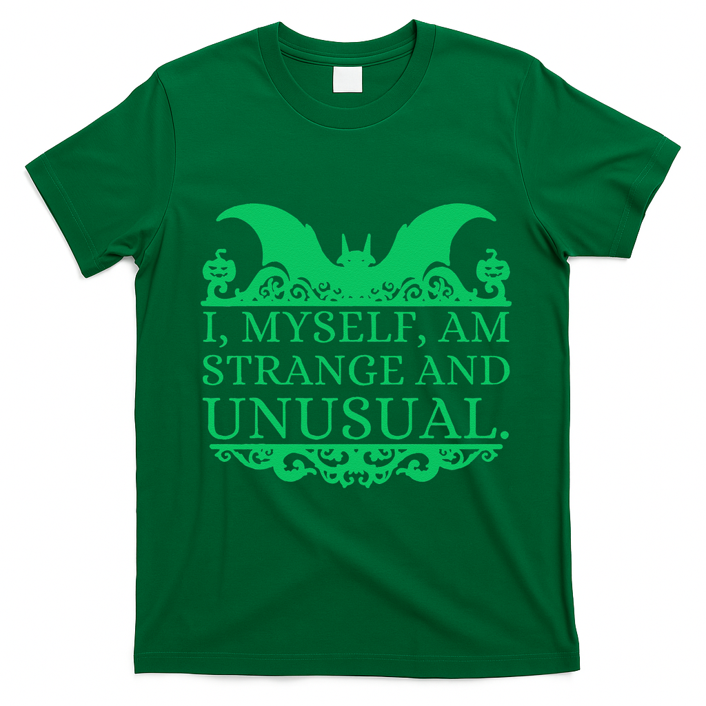 Halloween I Myself Am Strange And Unusual Bat Pumpkins T-Shirt - Irish Green