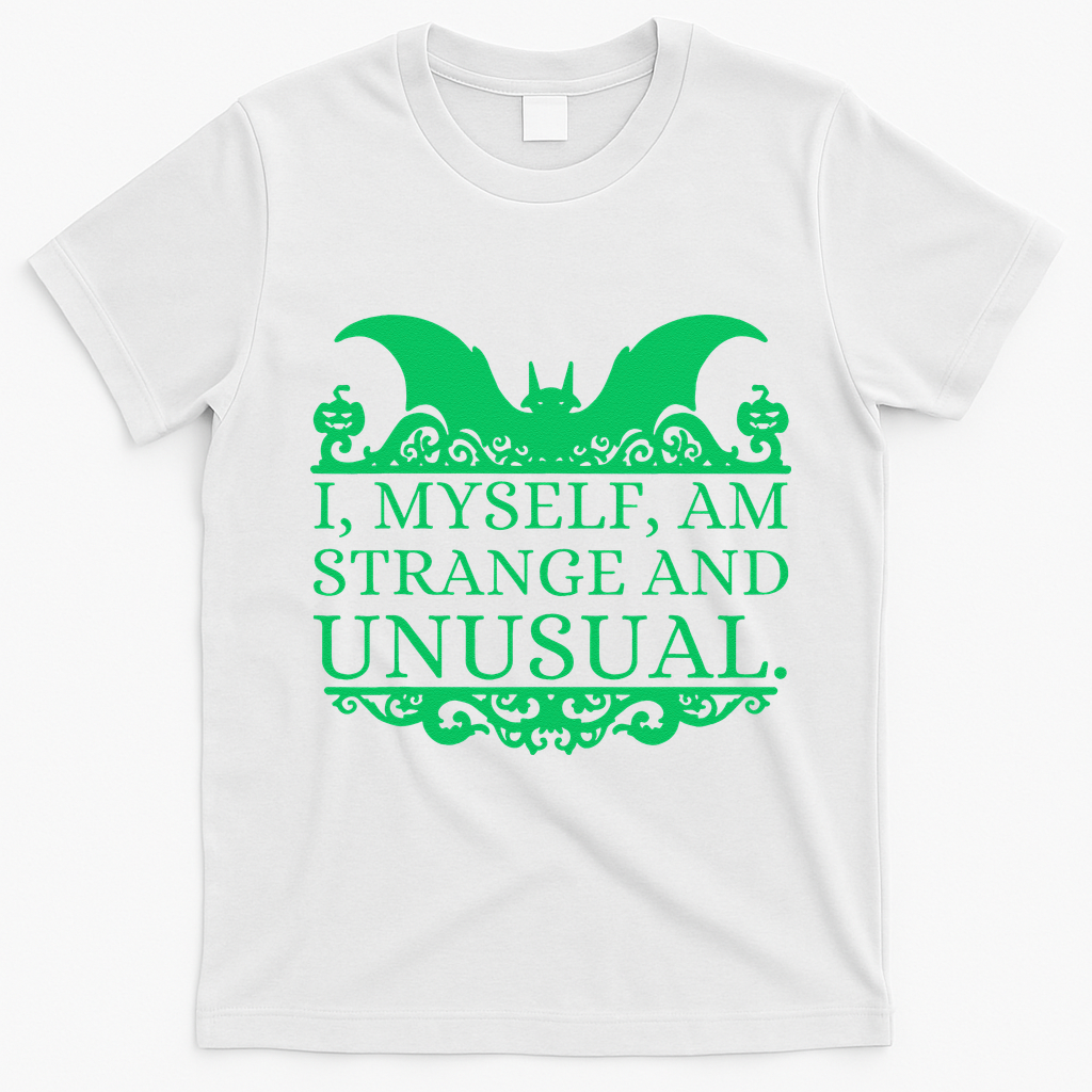 Halloween I Myself Am Strange And Unusual Bat Pumpkins T-Shirt - White