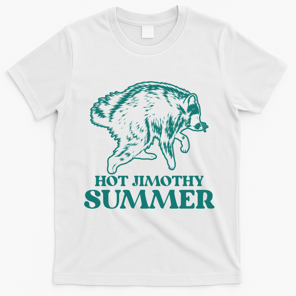 Hot Jimothy Summer Funny Raccoon Meme T-Shirt - White