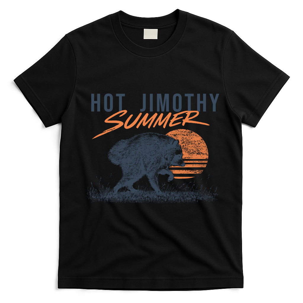 Hot Jimothy Summer Funny Viral Raccoon Meme T-Shirt - Black