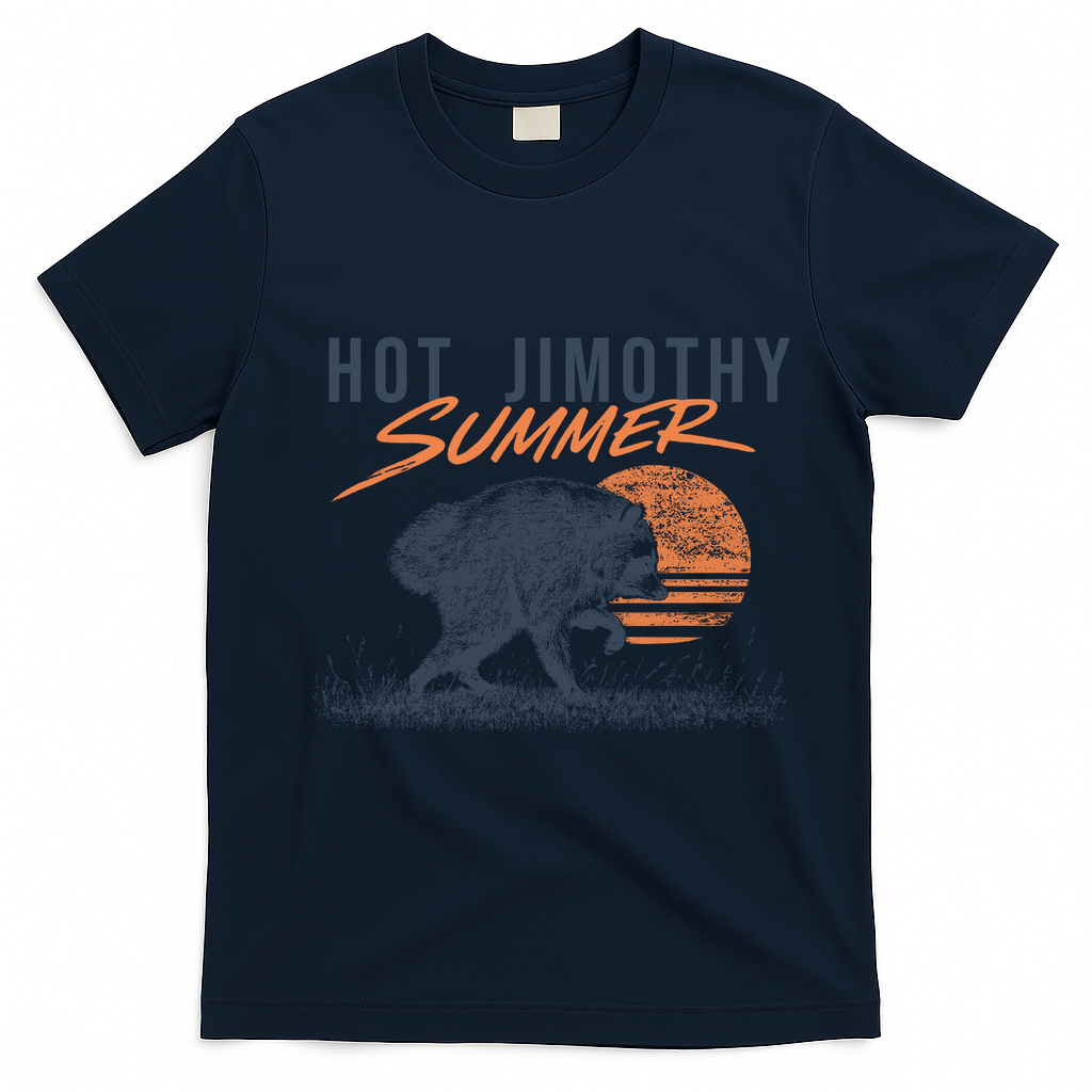 Hot Jimothy Summer Funny Viral Raccoon Meme T-Shirt - Navy Blue