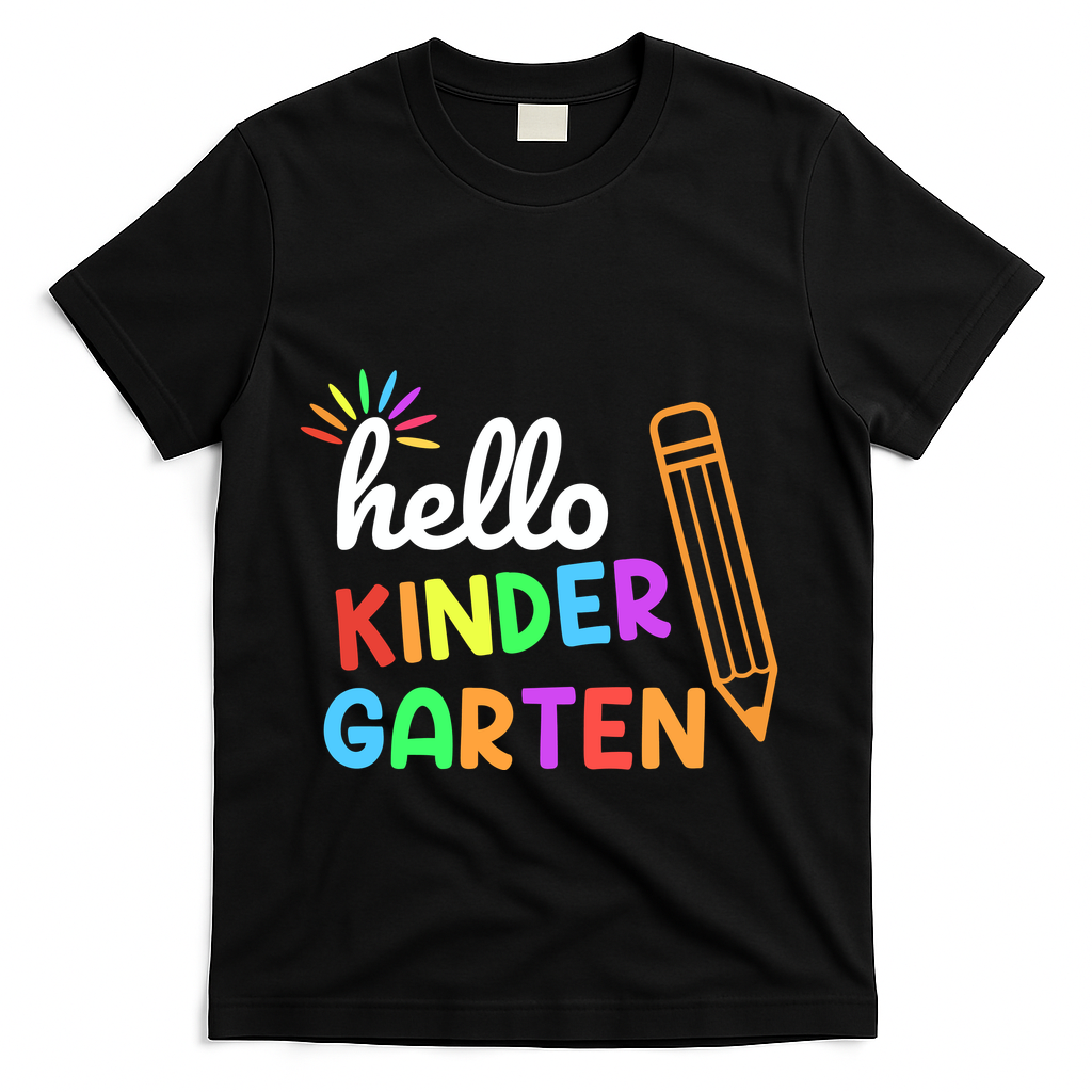 Hello Kindergarten Team Kinder Back To School Teacher T-Shirt - Black