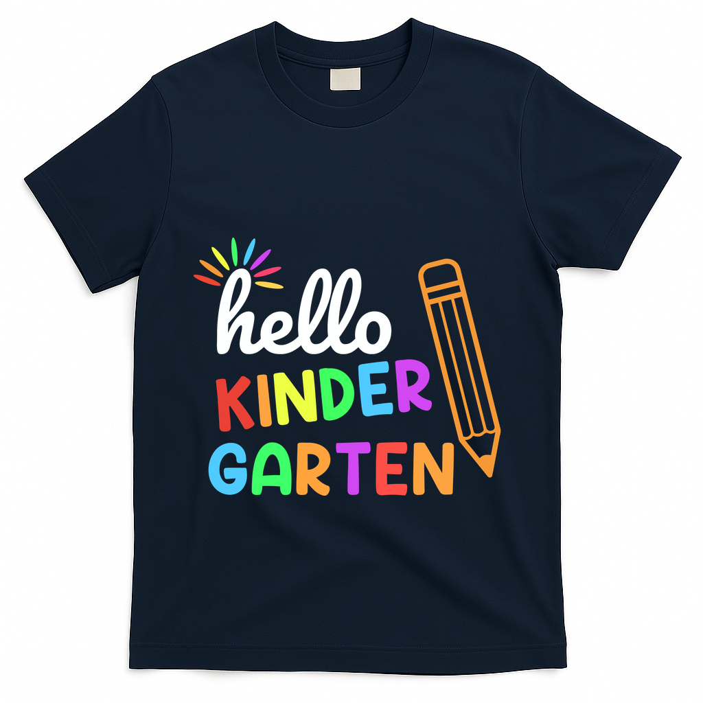 Hello Kindergarten Team Kinder Back To School Teacher T-Shirt - Navy