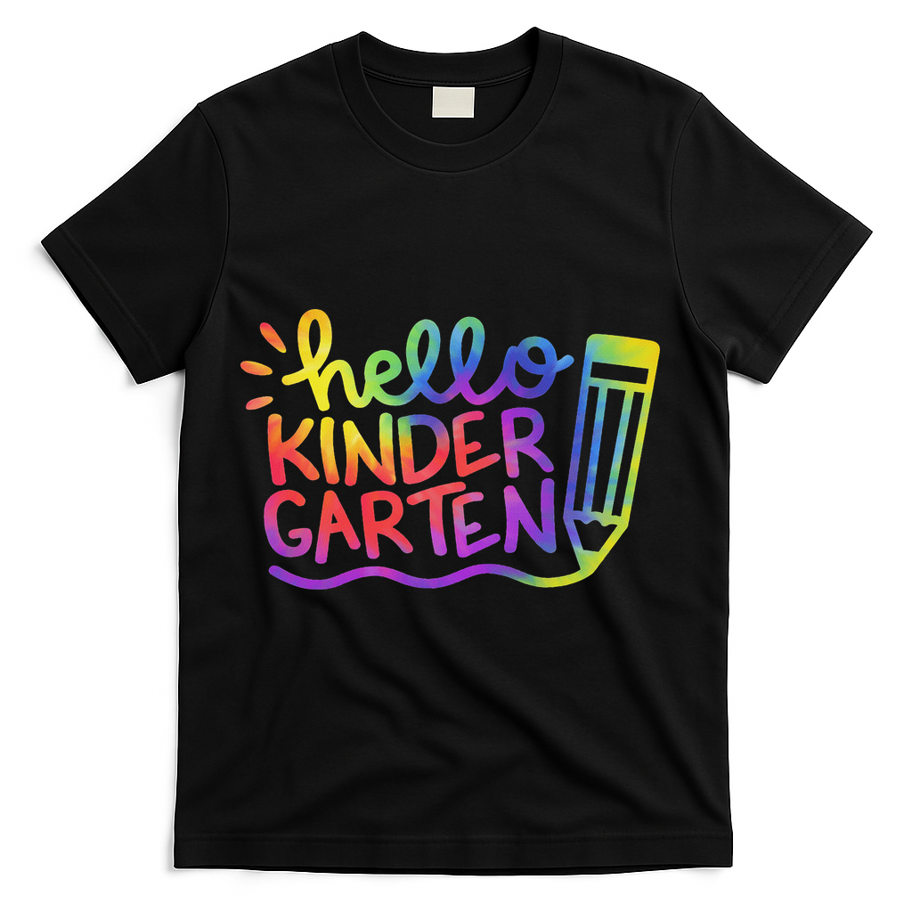 Hello Kindergarten Teacher Tie Dye Welcome Back To School T-Shirt - Black