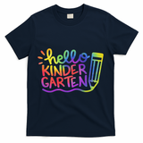 Hello Kindergarten Teacher Tie Dye Welcome Back To School T-Shirt - Navy