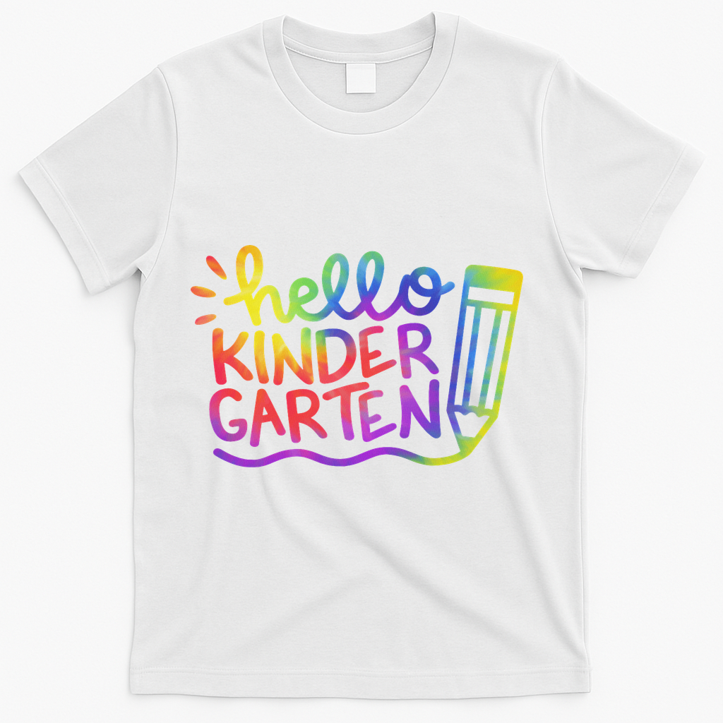 Hello Kindergarten Teacher Tie Dye Welcome Back To School T-Shirt - White