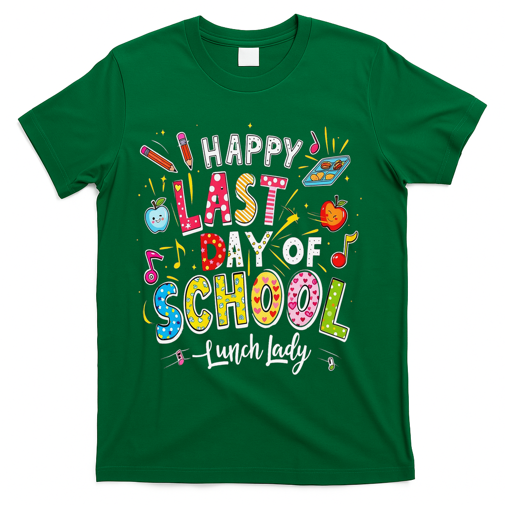Happy Last Day Of School Lunch Lady Summer Design Gift T-Shirt - Green