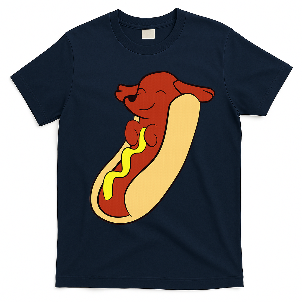 Hotdog Lover Hotdog Dachshund Hot Dog T-Shirt - Navy Blue