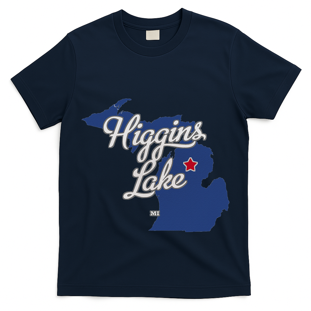Higgins Lake Michigan MI Map T-Shirt