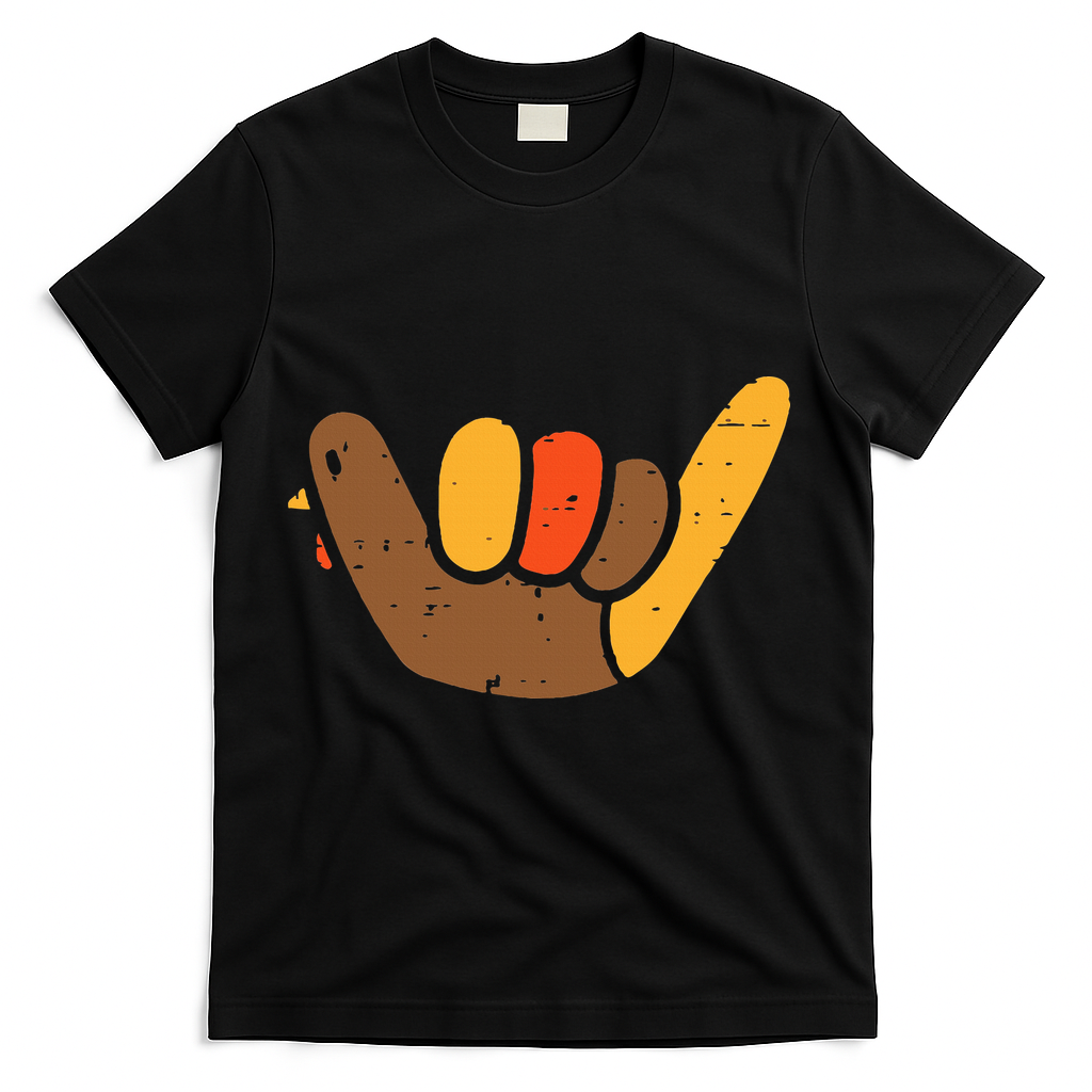 Hang Loose Thanksgiving Day Cool Shaka Sign Fall Autumn T-Shirt - Black