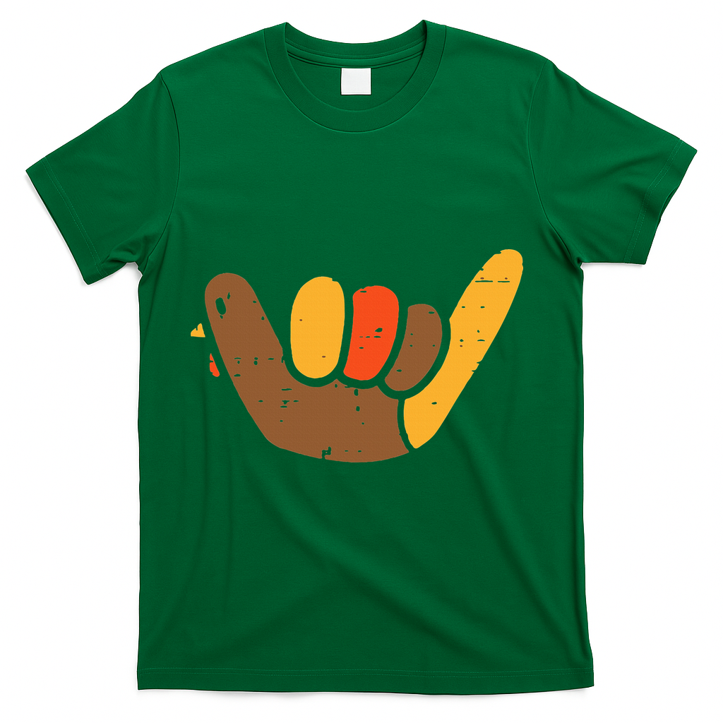 Hang Loose Thanksgiving Day Cool Shaka Sign Fall Autumn T-Shirt - Green